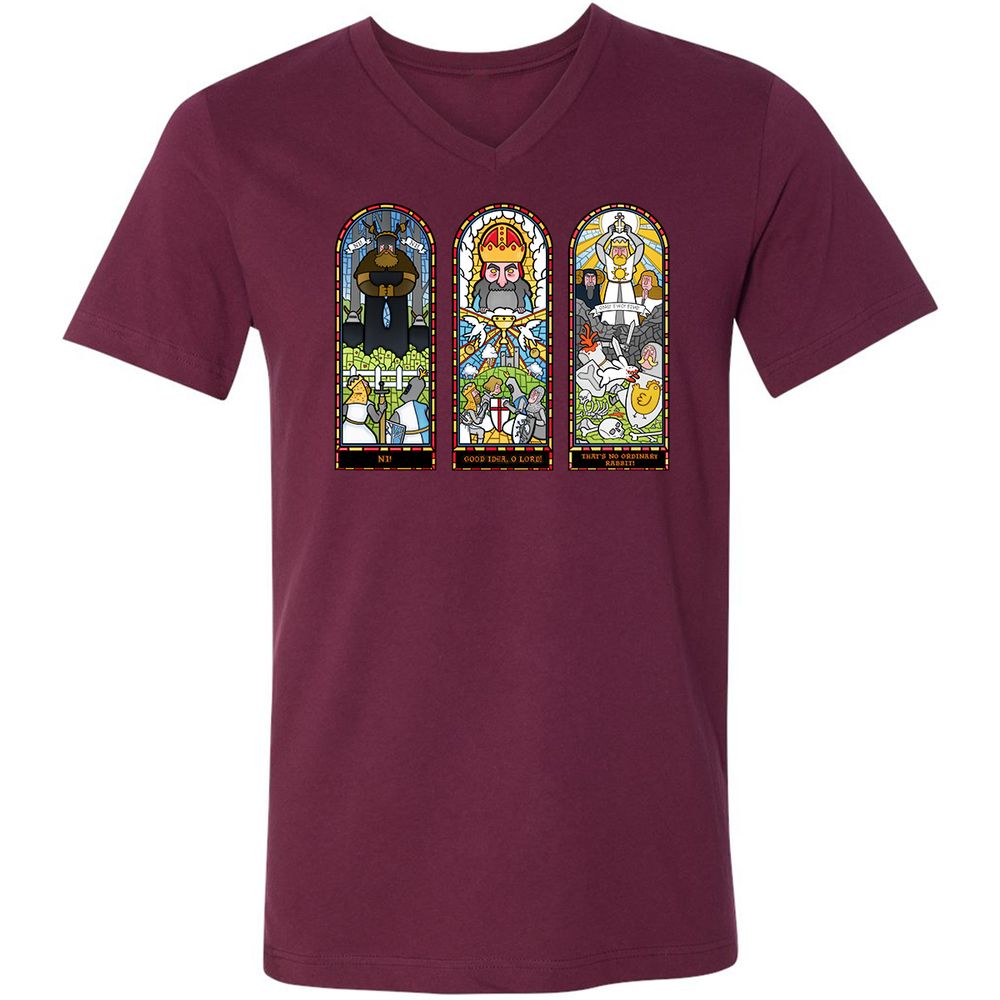 Unisex V-Neck T-Shirt - KYJPKQNR - Maroon - 6