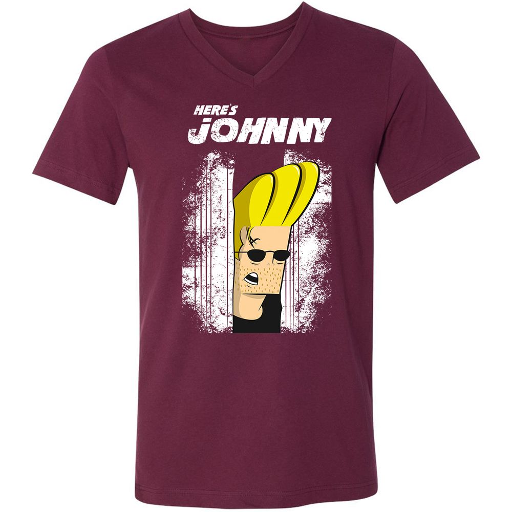 Unisex V-Neck T-Shirt - LG8QZY8F - Maroon - 6