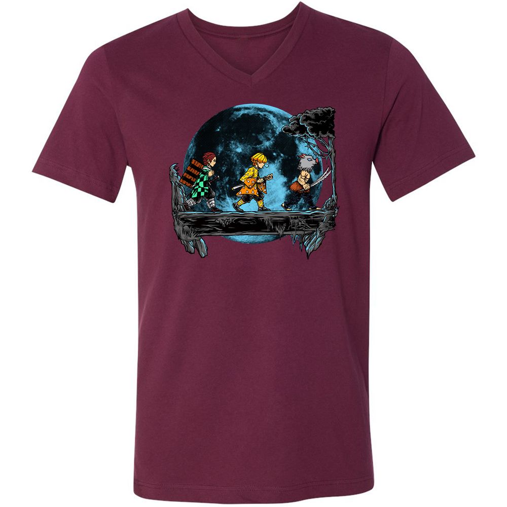 Unisex V-Neck T-Shirt - 97V2UERL - Maroon - 6