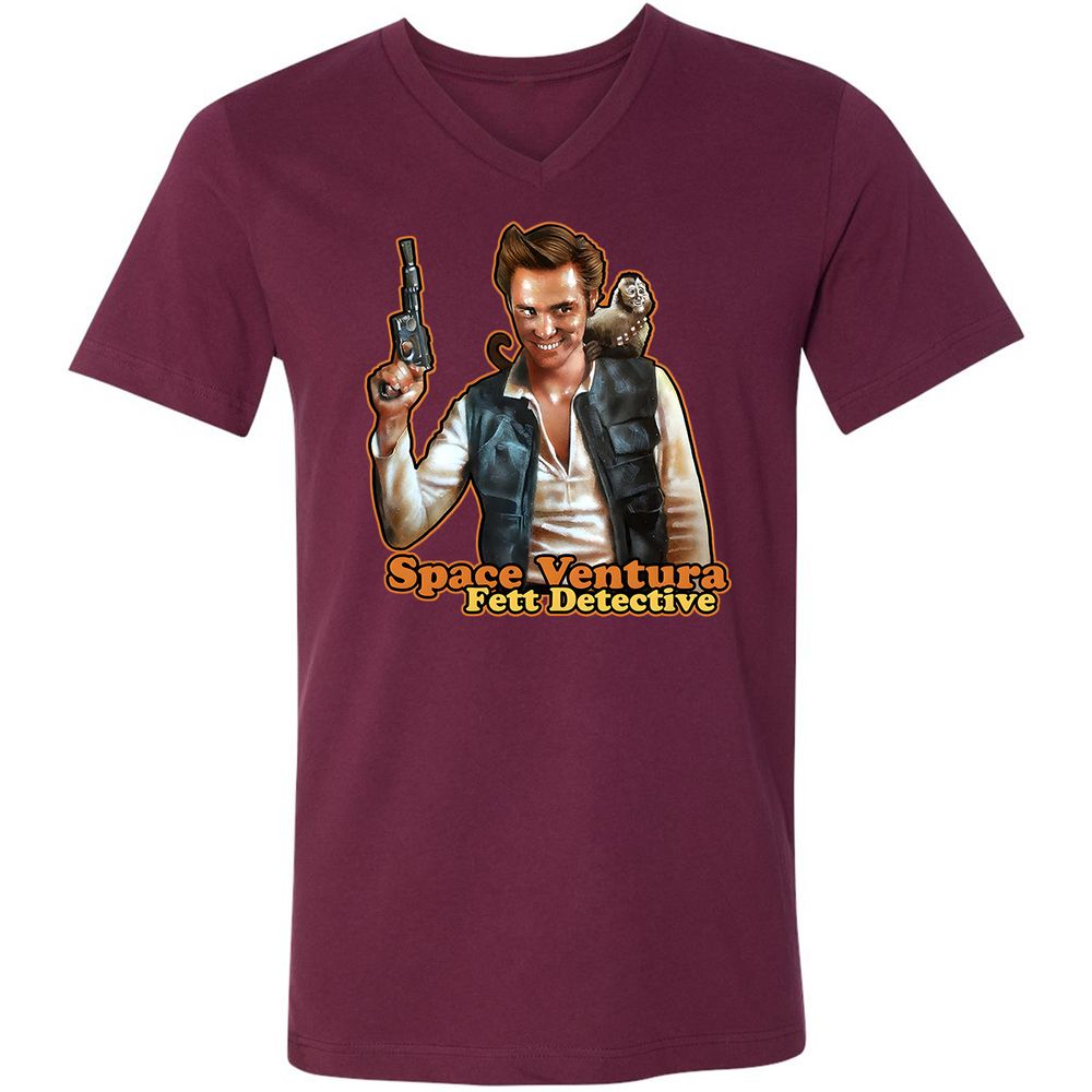 Unisex V-Neck T-Shirt - TS3KR6DQ - Maroon - 6