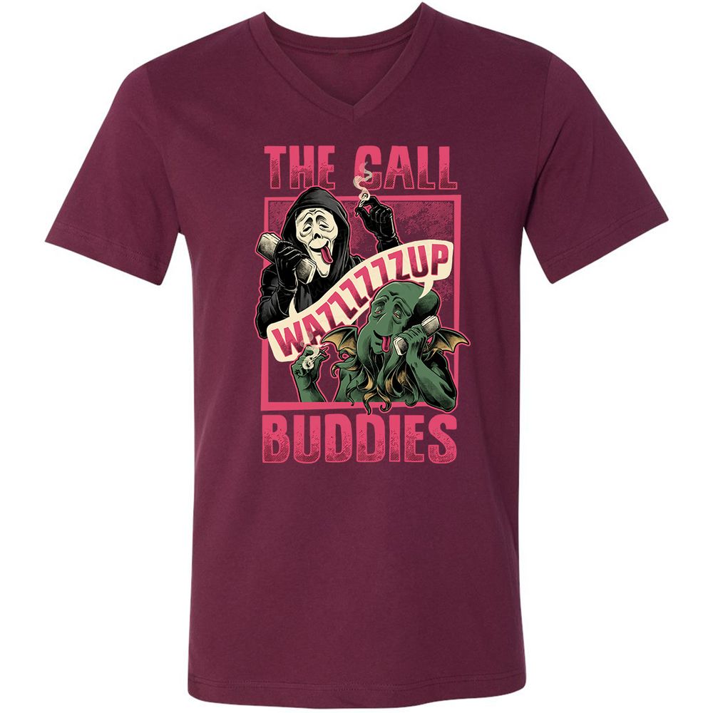 Unisex V-Neck T-Shirt - 1SZGJTSN - Maroon - 6