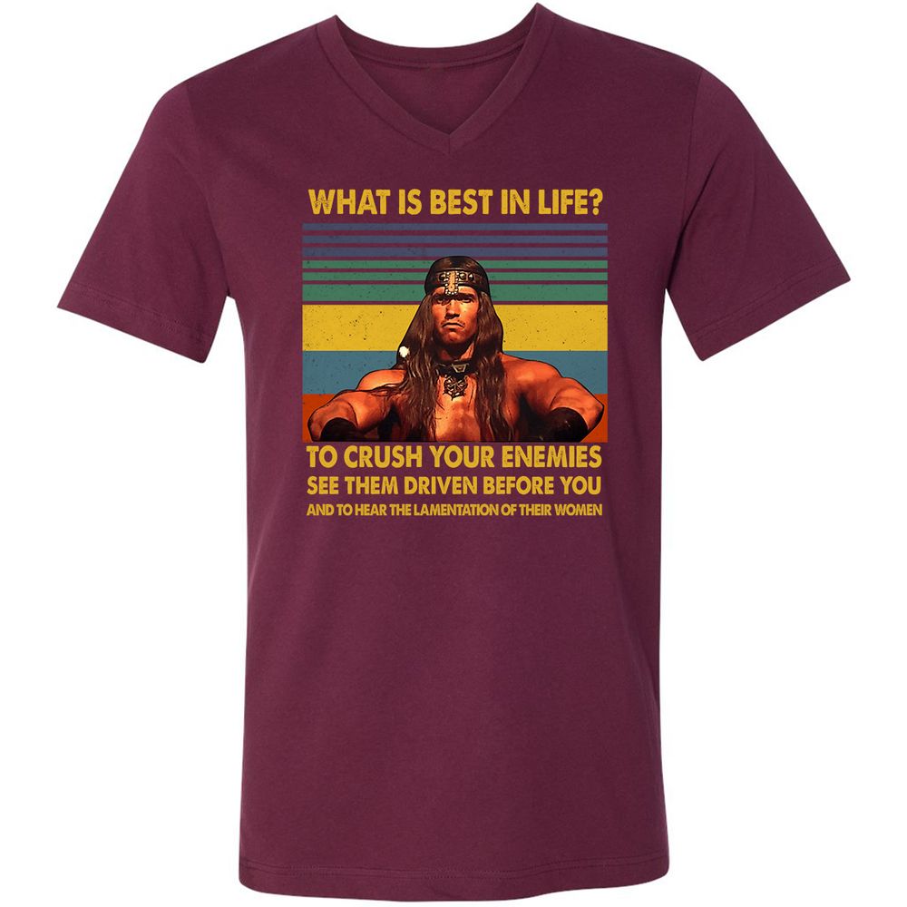 Unisex V-Neck T-Shirt - Y9H9SUUC - Maroon - 6