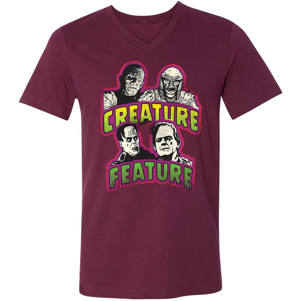 Unisex V-Neck T-Shirt - E3QD1JTW - Maroon - 6