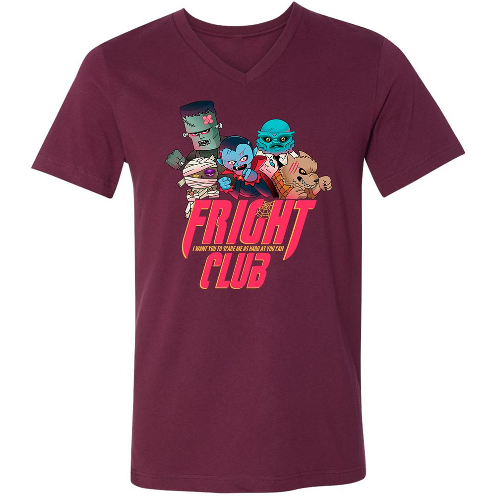 Unisex V-Neck T-Shirt - YJ2N9ZK9 - Maroon - 6