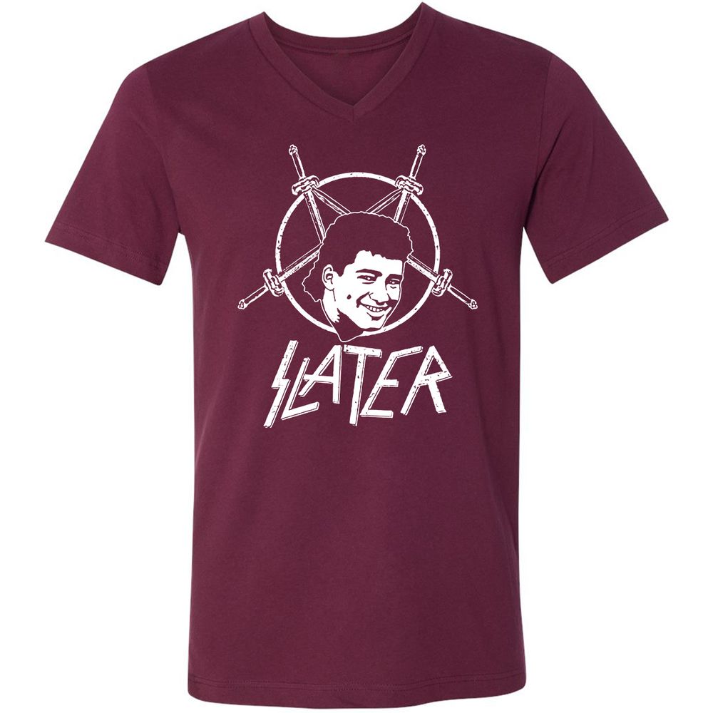 Unisex V-Neck T-Shirt - 34LB78F5 - Maroon - 6