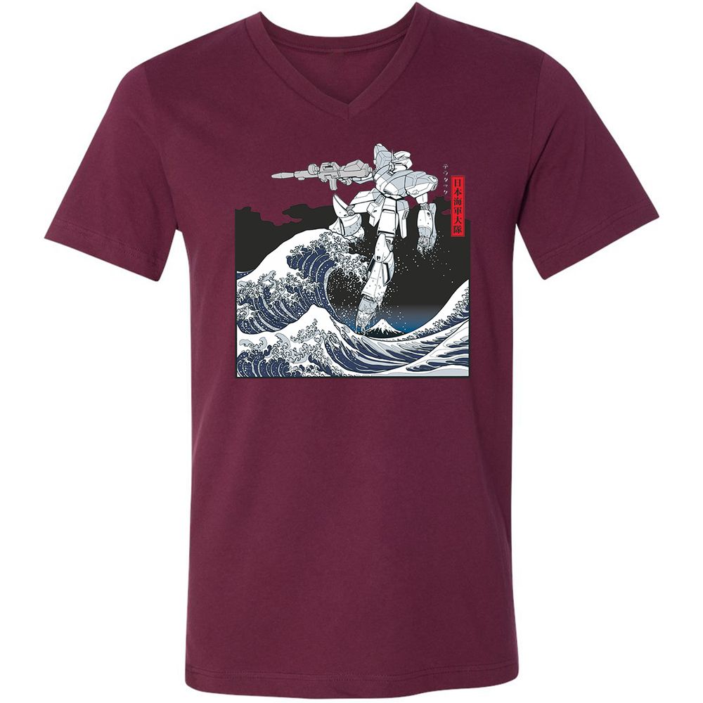 Unisex V-Neck T-Shirt - QGP94BTU - Maroon - 6