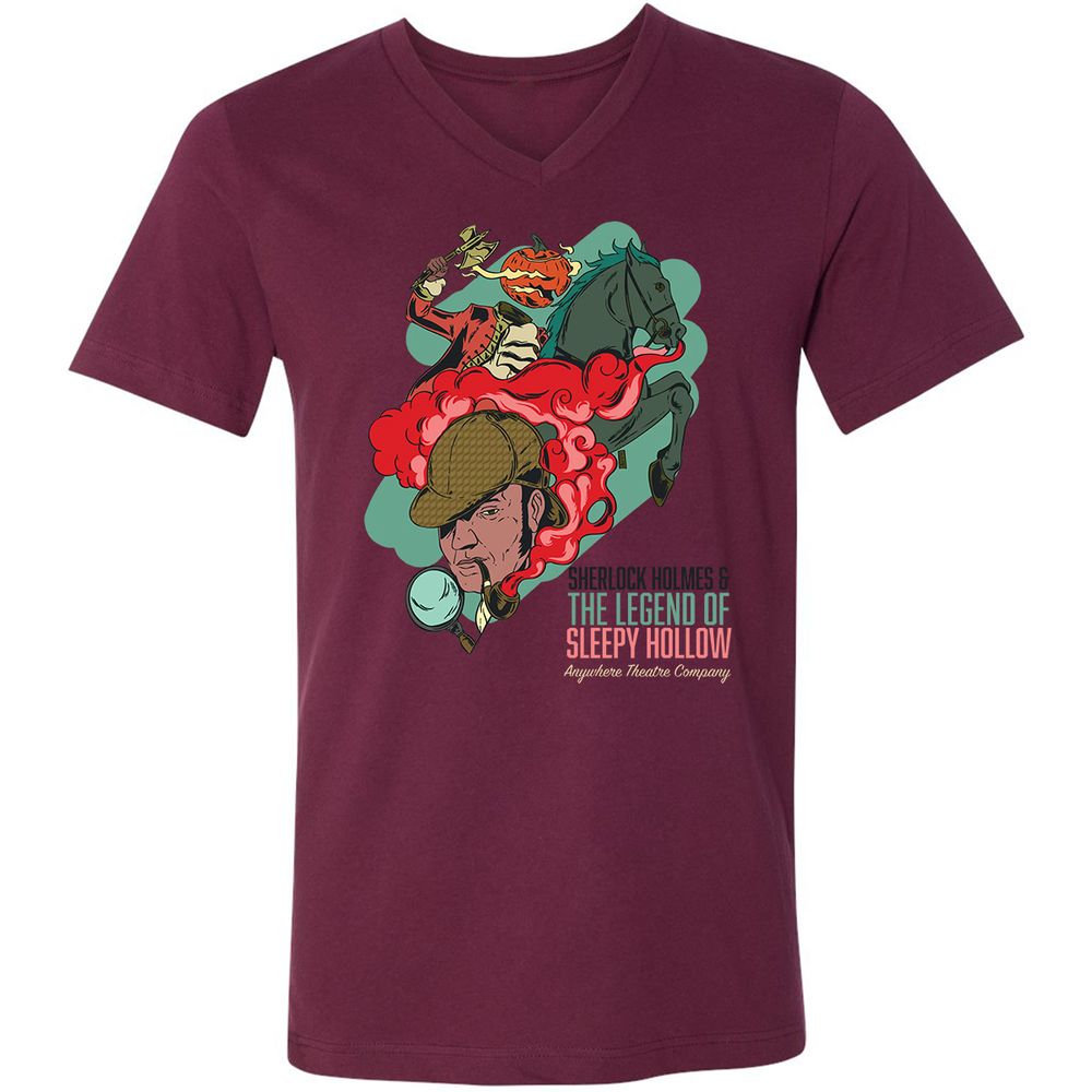 Unisex V-Neck T-Shirt - Z639MQBN - Maroon - 6