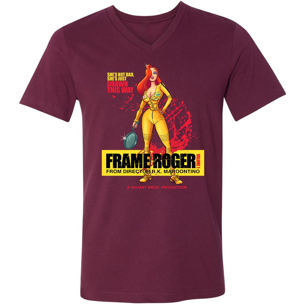 Unisex V-Neck T-Shirt - VSM39GR3 - Maroon - 6