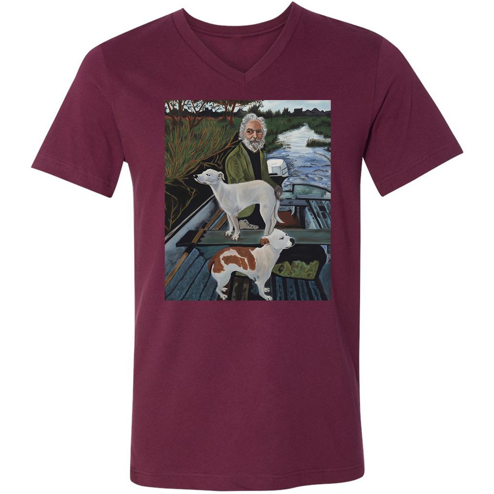 Unisex V-Neck T-Shirt - GQHE6N7J - Maroon - 6