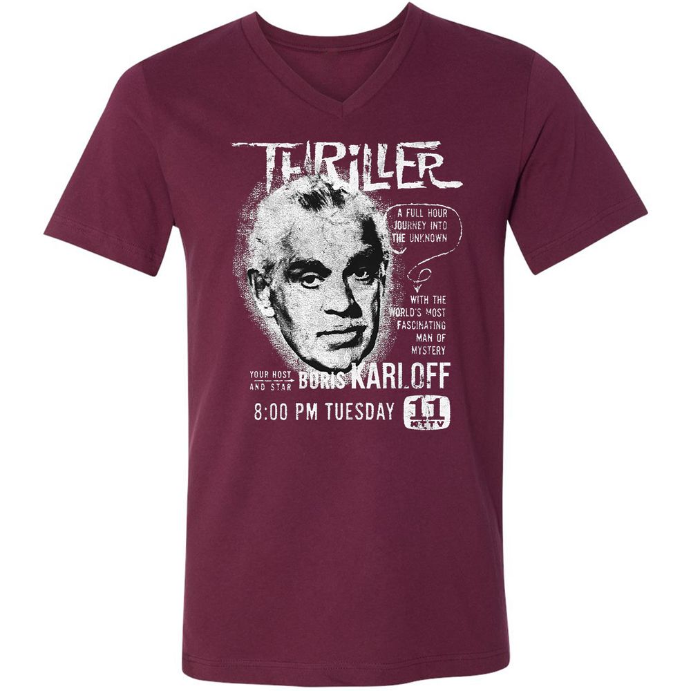 Unisex V-Neck T-Shirt - 8DGVCMHJ - Maroon - 6