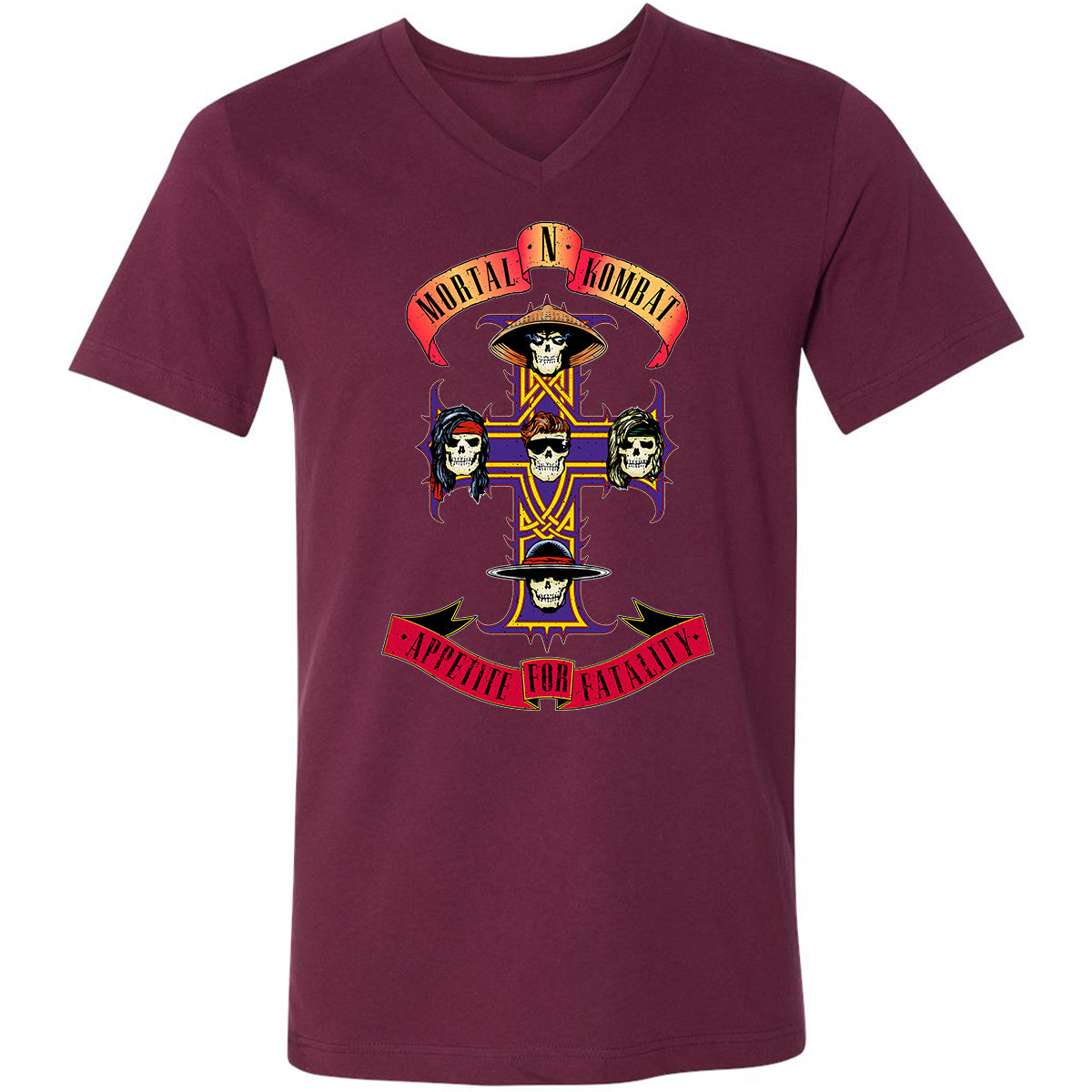 Unisex V-Neck T-Shirt - EB1QCC9P - Maroon - 6