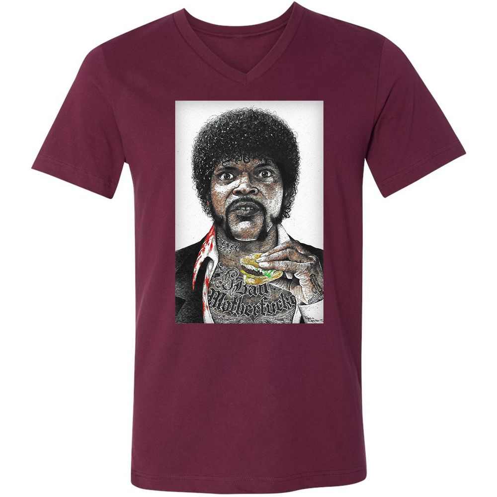 Unisex V-Neck T-Shirt - CPZUPYF4 - Maroon - 6