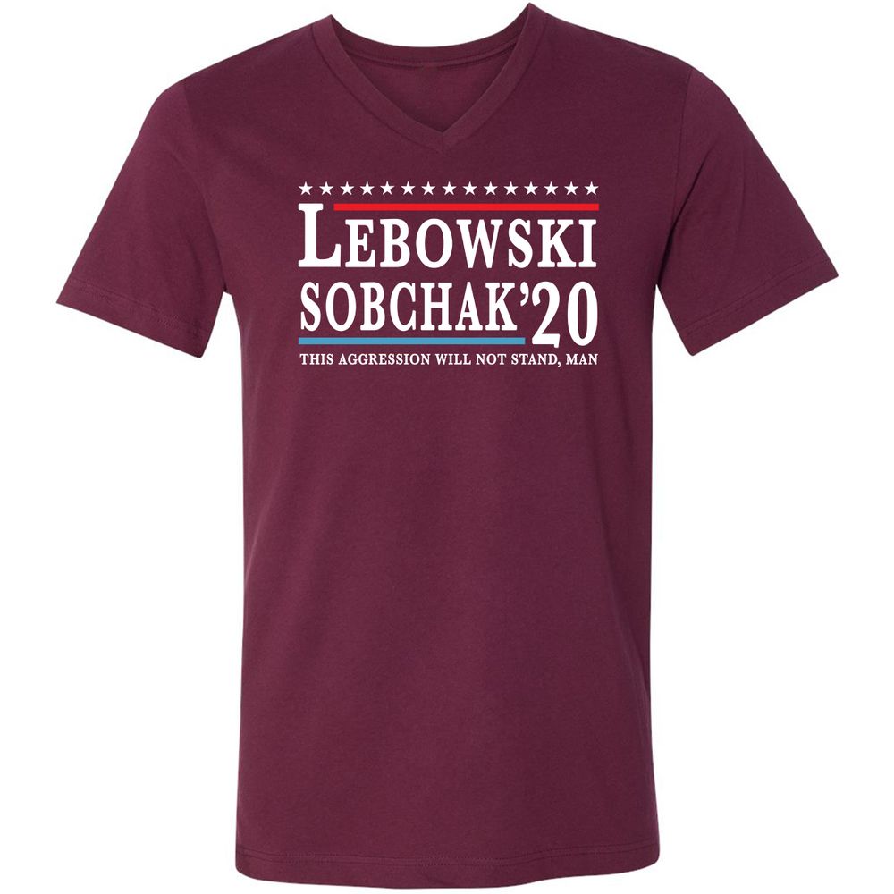 Unisex V-Neck T-Shirt - MV4JAR2U - Maroon - 6