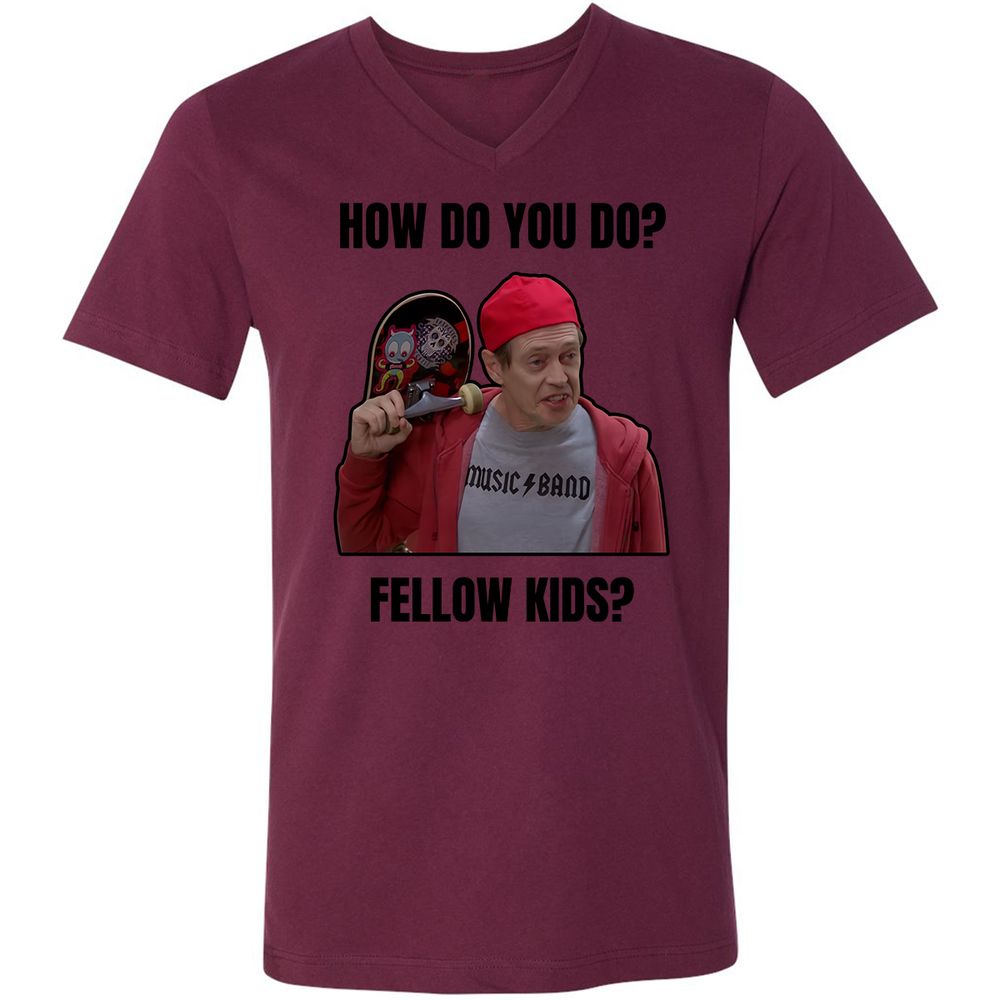 Unisex V-Neck T-Shirt - VZ7V1HP4 - Maroon - 6