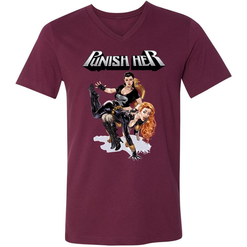 Unisex V-Neck T-Shirt - V7XE1RCE - Maroon - 6