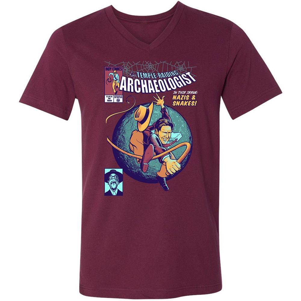 Unisex V-Neck T-Shirt - BNNYYSX8 - Maroon - 6