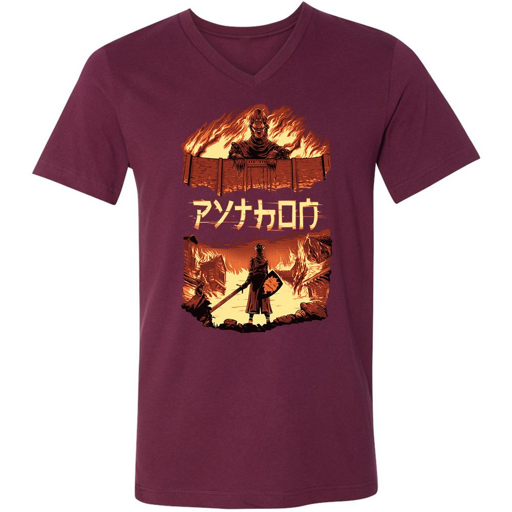 Unisex V-Neck T-Shirt - TAA8EYKU - Maroon - 6