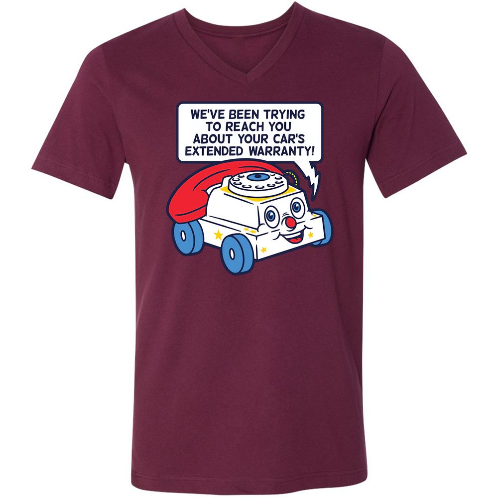 Unisex V-Neck T-Shirt - Black - Maroon - 6