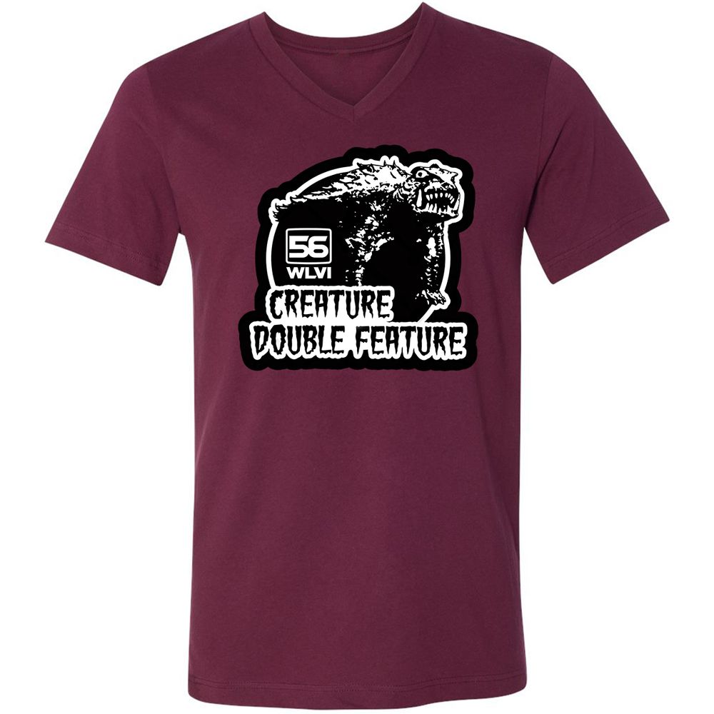 Unisex V-Neck T-Shirt - XCKNQ73Q - Maroon - 6