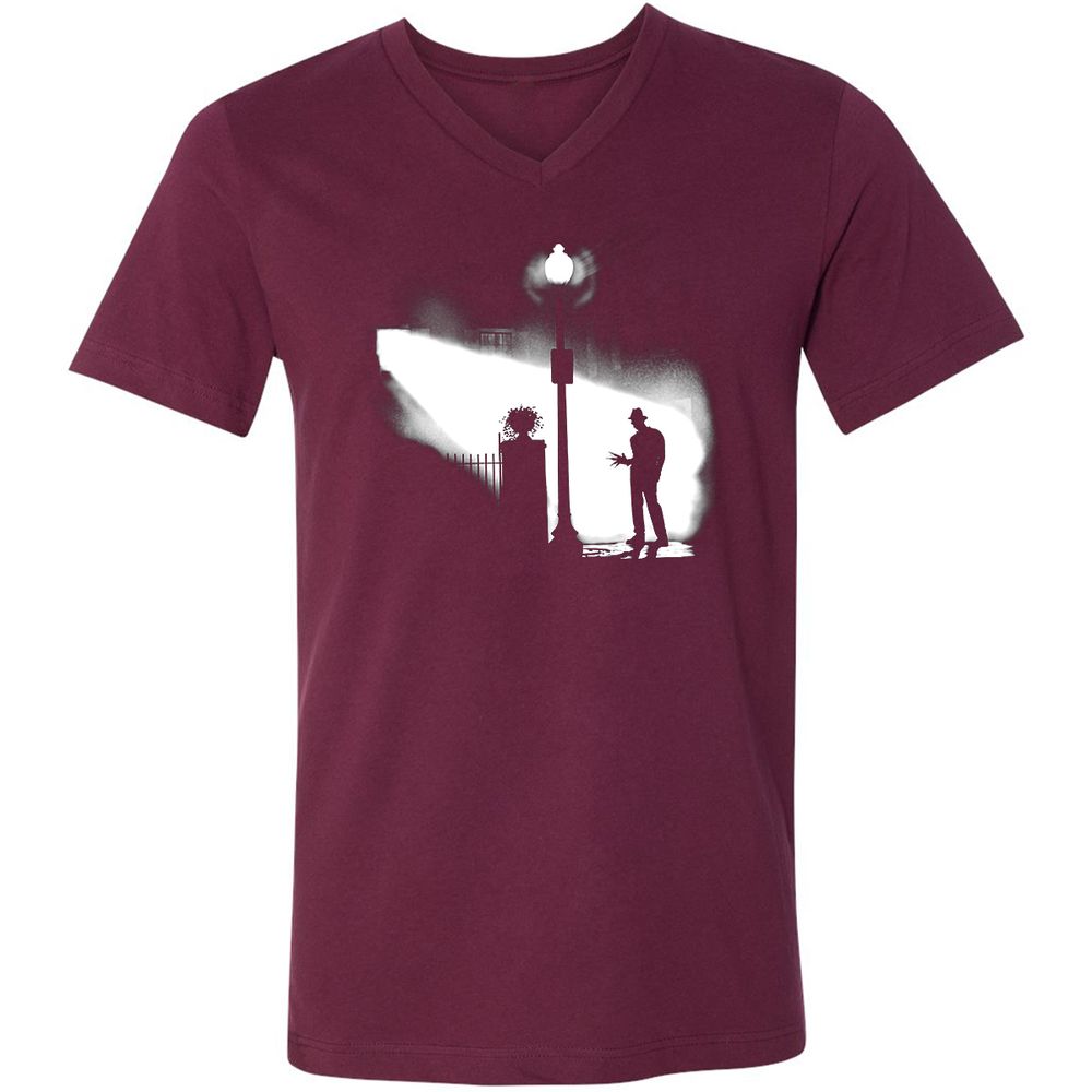 Unisex V-Neck T-Shirt - ZKA5L1MQ - Maroon - 6