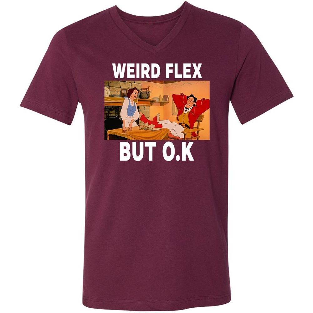 Unisex V-Neck T-Shirt - NL6KW4KF - Maroon - 6