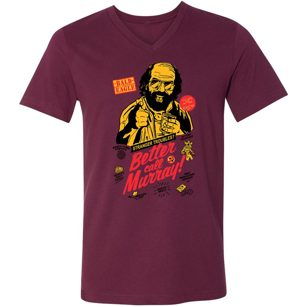 Unisex V-Neck T-Shirt - RRH3Y766 - Maroon - 6