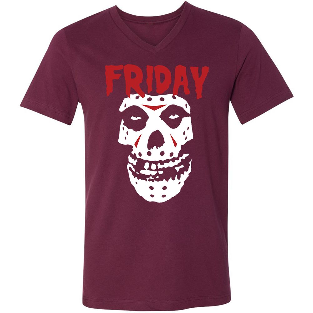Unisex V-Neck T-Shirt - S3WWMLUY - Maroon - 6