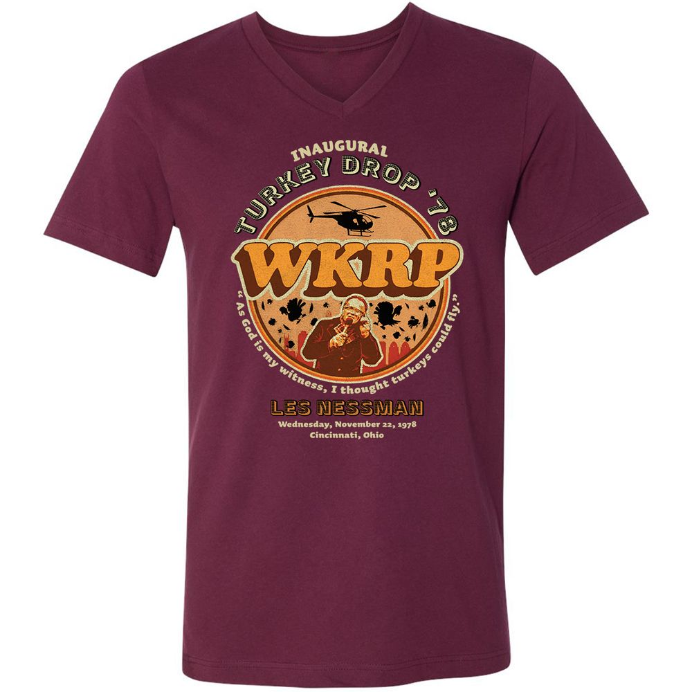 Unisex V-Neck T-Shirt - M8EQXNFQ - Maroon - 6