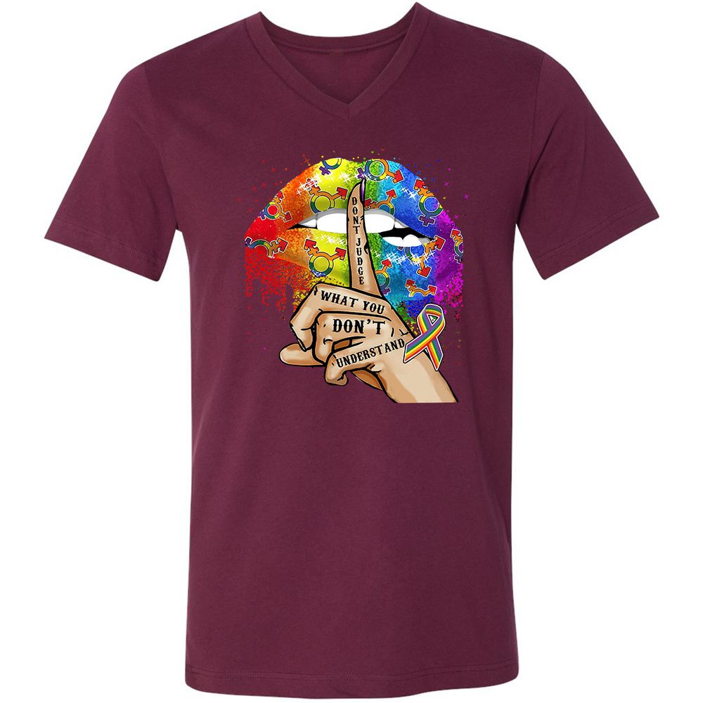 Unisex V-Neck T-Shirt - 5KLQ7T4Z - Maroon - 6
