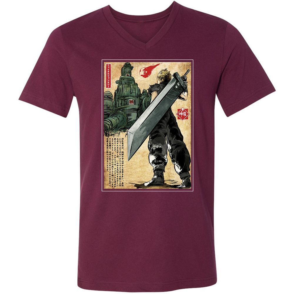Unisex V-Neck T-Shirt - JKP136ZV - Maroon - 6