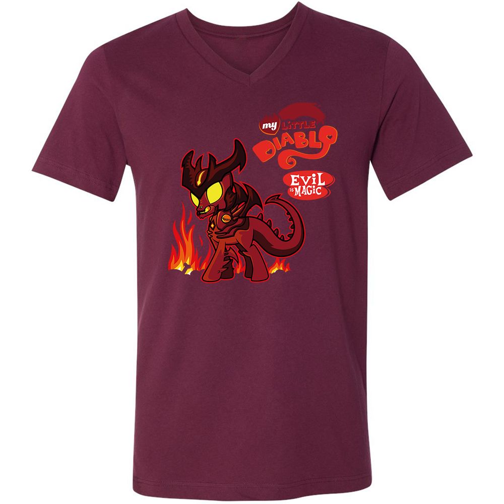 Unisex V-Neck T-Shirt - VJXU4L57 - Maroon - 6