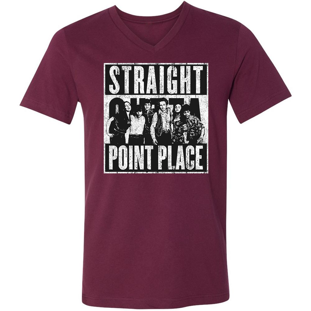 Unisex V-Neck T-Shirt - 49ZE5VGG - Maroon - 6