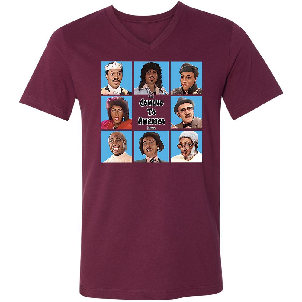 Unisex V-Neck T-Shirt - UFVL5Y5Q - Maroon - 6