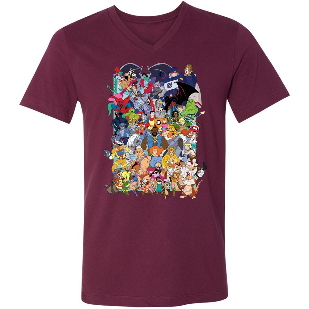 Unisex V-Neck T-Shirt - C9PSRA54 - Maroon - 6