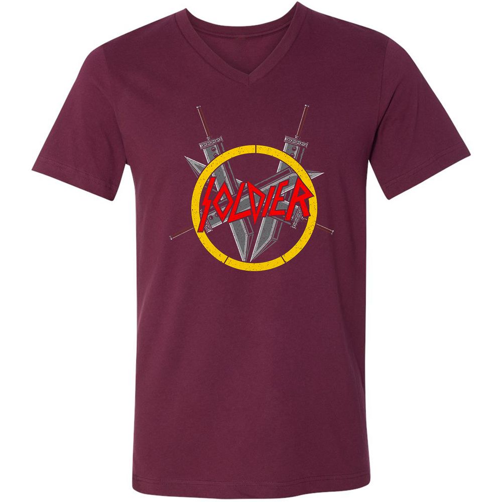 Unisex V-Neck T-Shirt - W4ZU91M4 - Maroon - 6