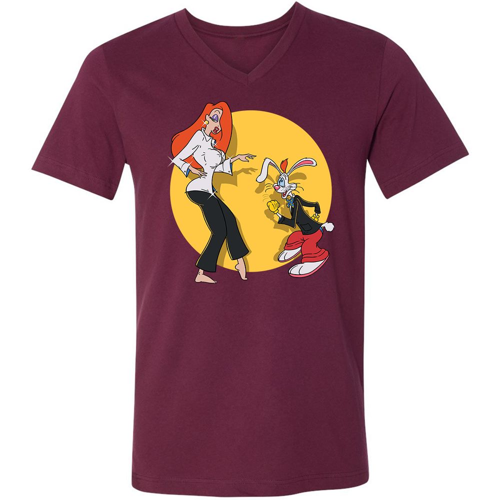 Unisex V-Neck T-Shirt - T273WPU5 - Maroon - 6