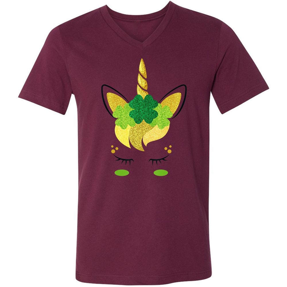 Unisex V-Neck T-Shirt - KAAFBGQR - Maroon - 6