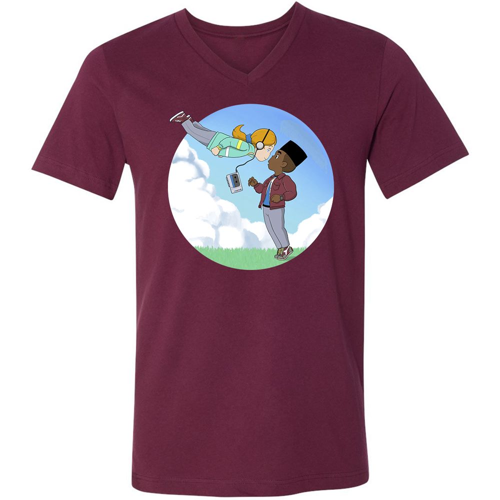 Unisex V-Neck T-Shirt - YQL1LWXH - Maroon - 6