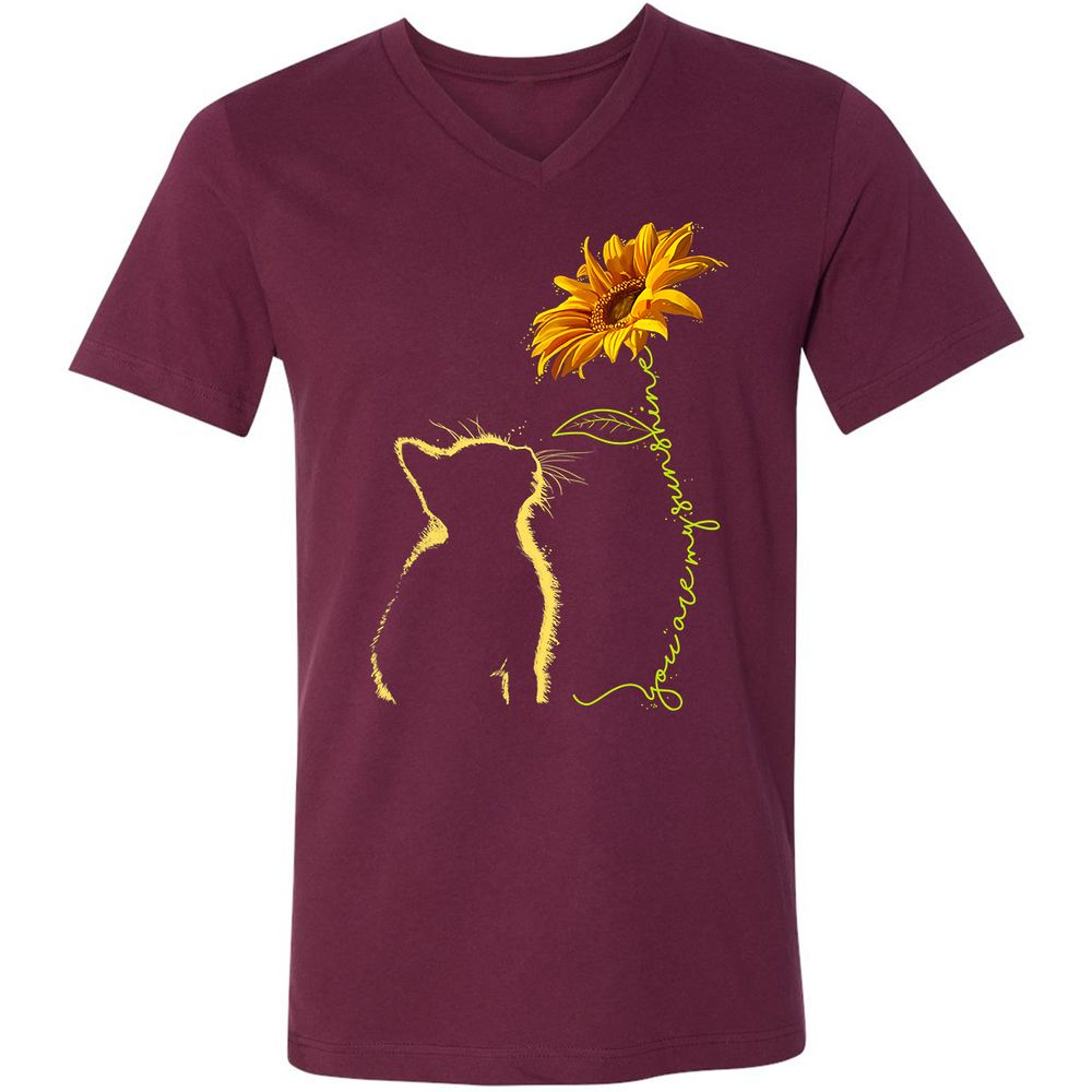 Unisex V-Neck T-Shirt - AXS3GWCJ - Maroon - 6