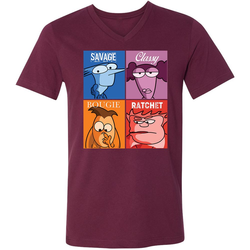 Unisex V-Neck T-Shirt - MZM7GB59 - Maroon - 6