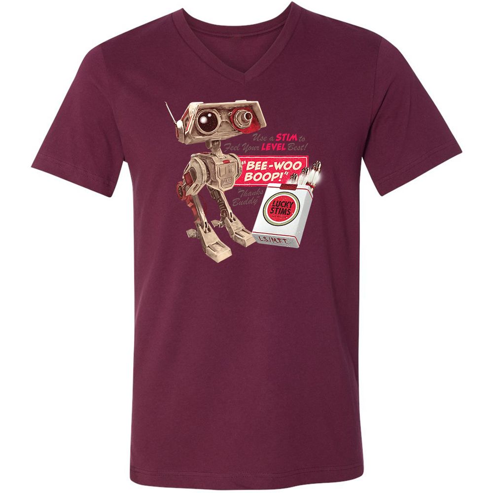 Unisex V-Neck T-Shirt - M7YJHNMC - Maroon - 6