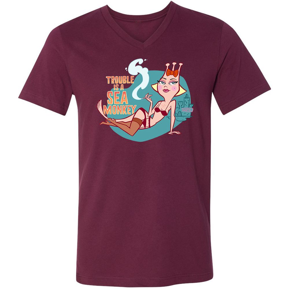 Unisex V-Neck T-Shirt - ZTNHL4H8 - Maroon - 6