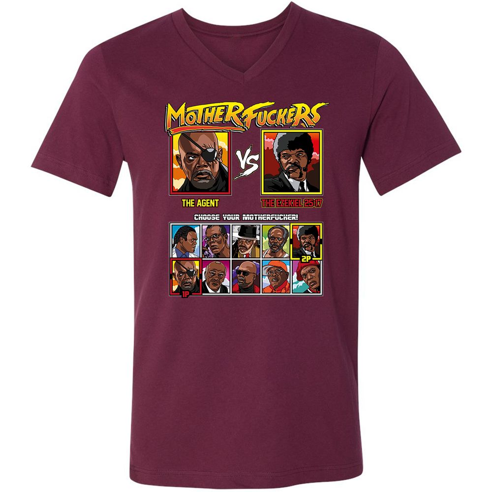 Unisex V-Neck T-Shirt - PYAMC2B7 - Maroon - 6