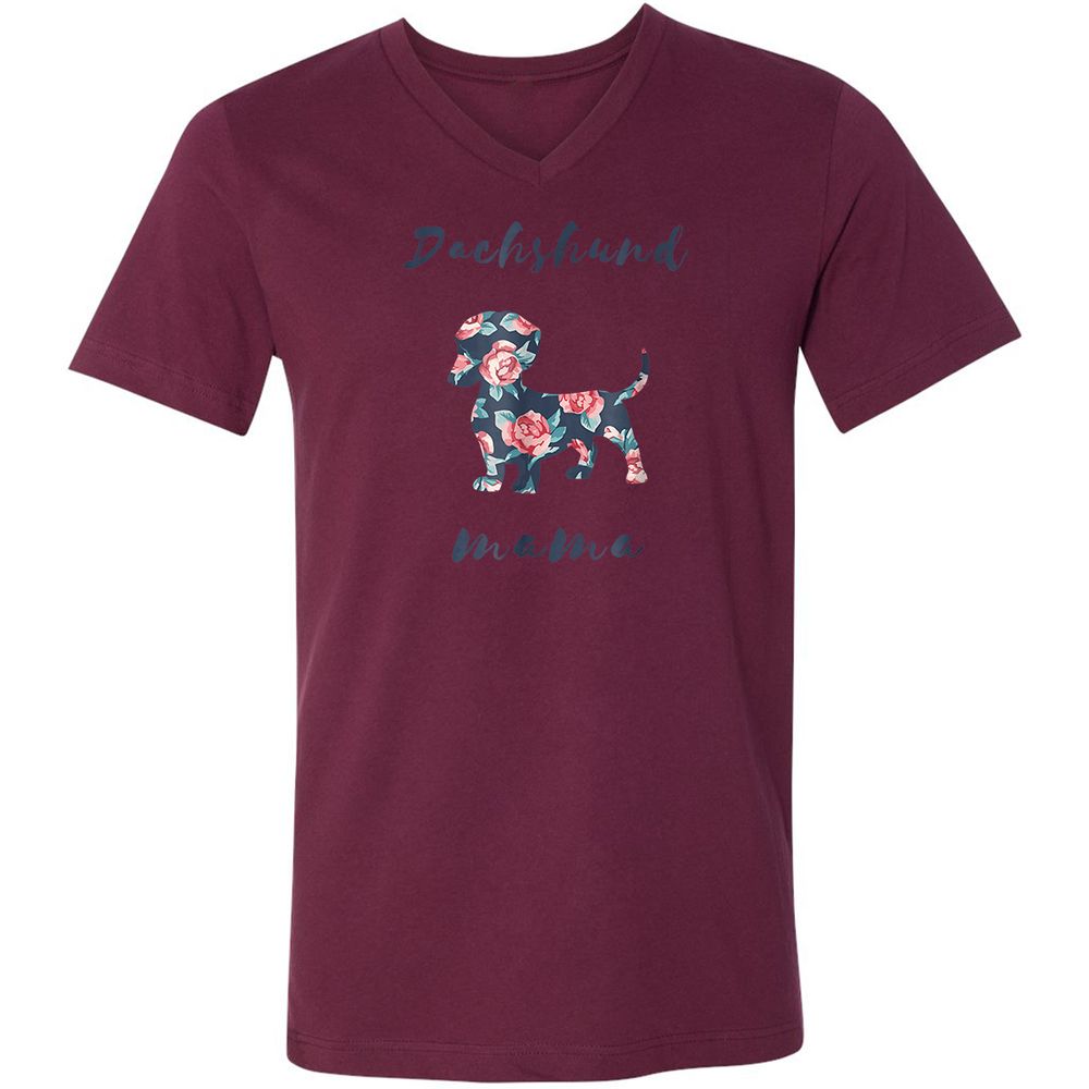 Unisex V-Neck T-Shirt - 9GVVSUQJ - Maroon - 6