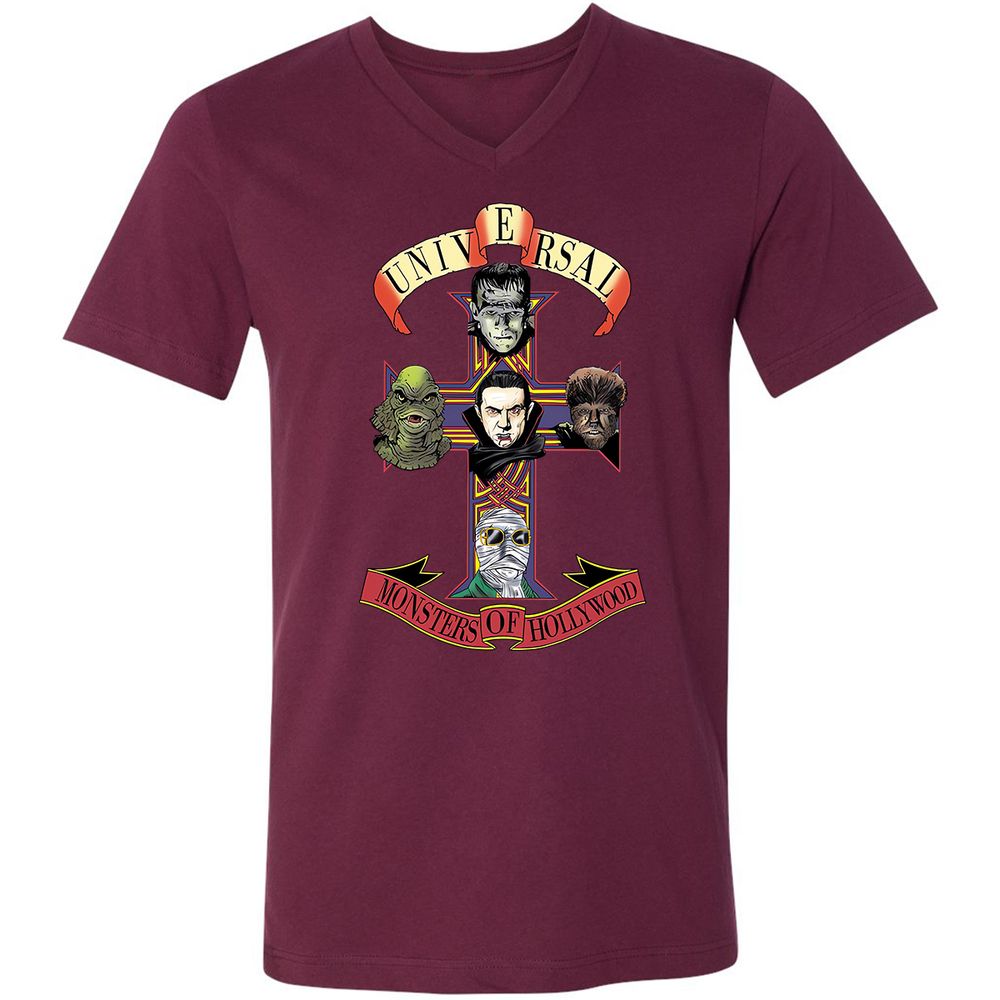 Unisex V-Neck T-Shirt - QUM8J6Q4 - Maroon - 6