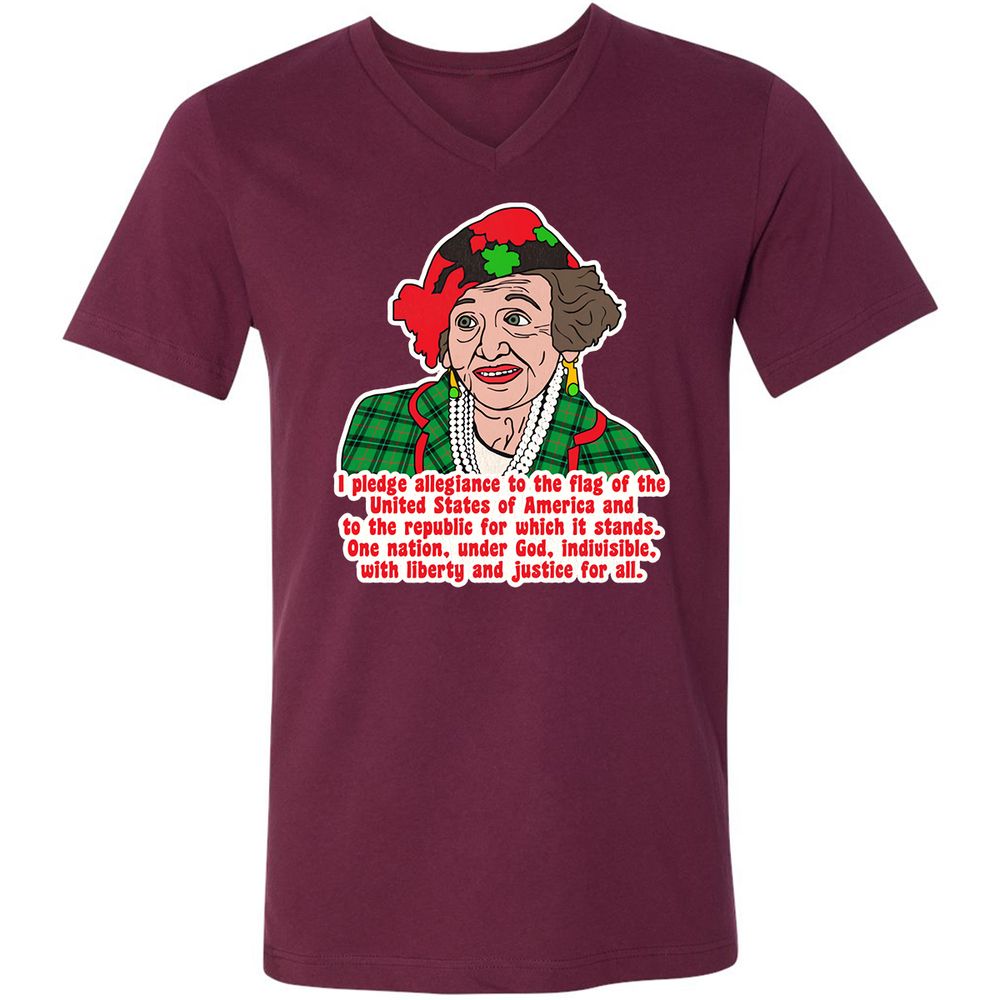 Unisex V-Neck T-Shirt - 1UBJXAMS - Maroon - 6