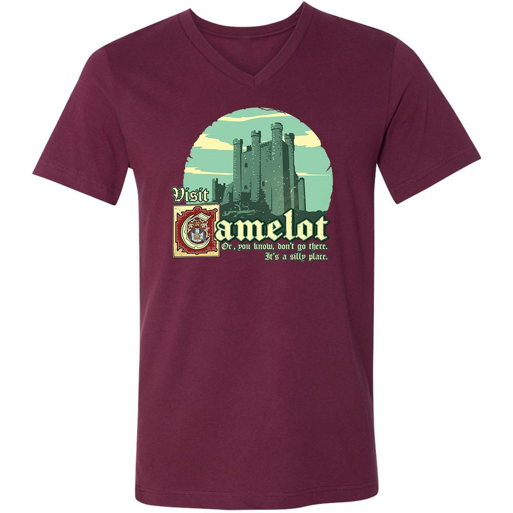 Unisex V-Neck T-Shirt - VK6D16N3 - Maroon - 6