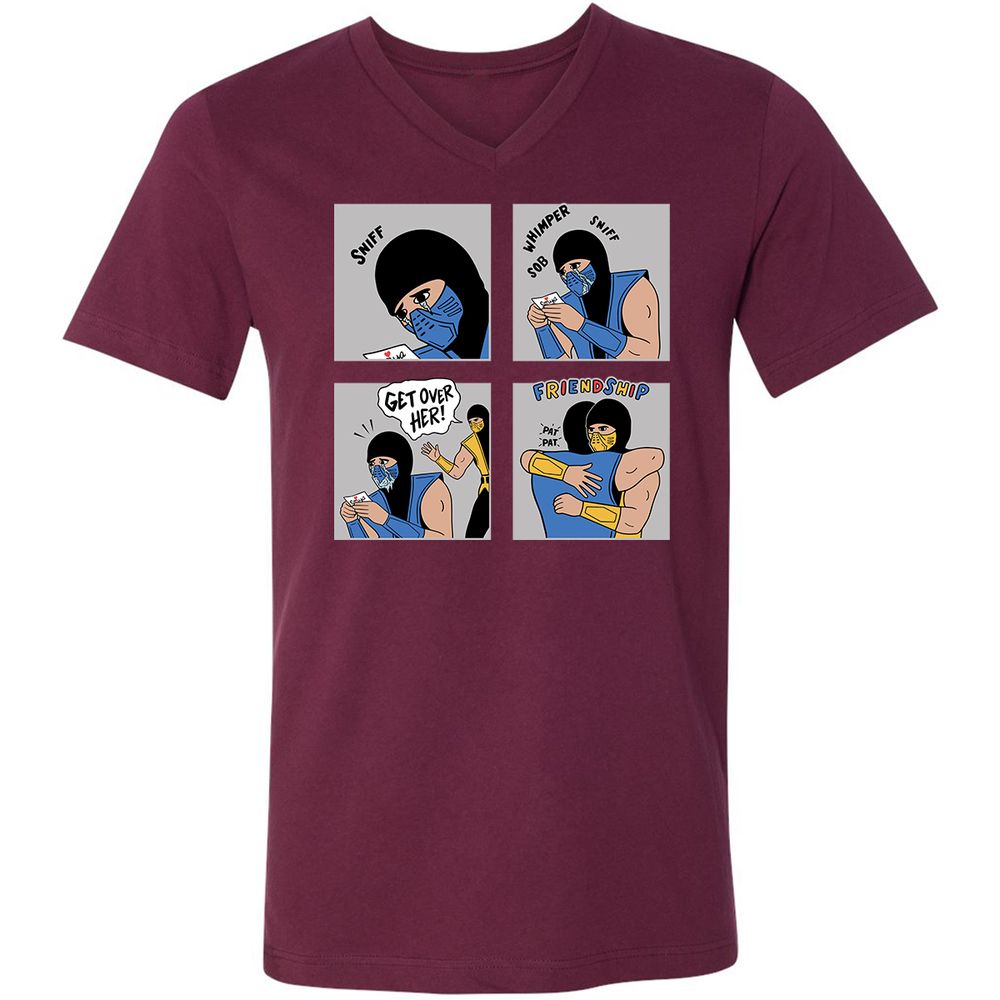 Unisex V-Neck T-Shirt - 77UYTX1L - Maroon - 6