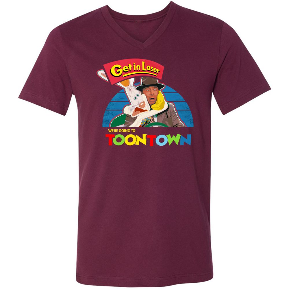 Unisex V-Neck T-Shirt - 4PXMDE5V - Maroon - 6