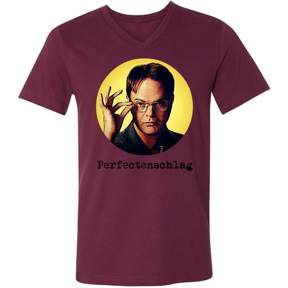 Unisex V-Neck T-Shirt - B7UVLTZT - Maroon - 6